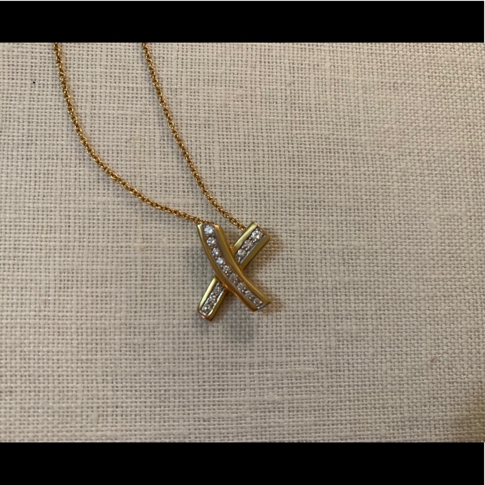Tiffany & Co 18K Gold Platinum Diamond Pendant - Picture 4 of 5